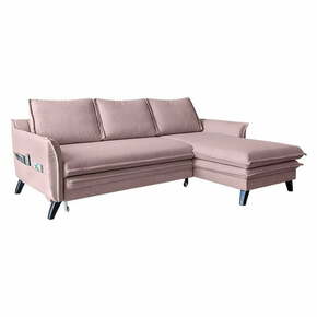 Nežno rožnata kotna raztegljiva sedežna garnitura Miuform Charming Charlie