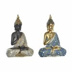 NEW Okrasna Figura DKD Home Decor 24 x 12 x 34 cm Modra Zlat Rjava Buda Orientalsko (2 kosov)
