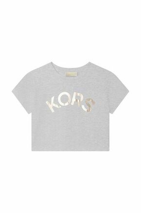 Otroška bombažna kratka majica Michael Kors siva barva - siva. Otroški kratka majica iz kolekcije Michael Kors. Model izdelan iz pletenine s potiskom.