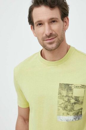 Bombažna kratka majica Calvin Klein rumena barva - rumena. Kratka majica iz kolekcije Calvin Klein. Model izdelan iz pletenine s potiskom. Izjemno udoben material