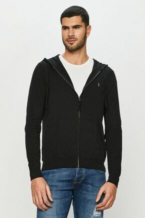 AllSaints bluza Brace Hoody - črna. Mikica s kapuco iz kolekcije AllSaints. Model z zapenjanjem na zadrgo izdelan iz enobarvne