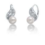 JwL Luxury Pearls Očarljivi srebrni uhani s pravim belim biserom JL0706