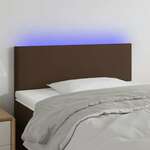 Greatstore LED posteljno vzglavje rjavo 90x5x78/88 cm umetno usnje