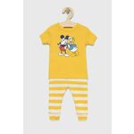 Otroška bombažna pižama GAP x Disney rumena barva - rumena. Otroška pižama iz kolekcije GAP. Model izdelan iz elastične pletenine. Nežen material, prijeten na dotik.