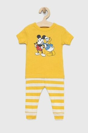 Otroška bombažna pižama GAP x Disney rumena barva - rumena. Otroška pižama iz kolekcije GAP. Model izdelan iz elastične pletenine. Nežen material