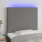 vidaXL LED posteljno vzglavje temno sivo 90x5x118/128 cm blago