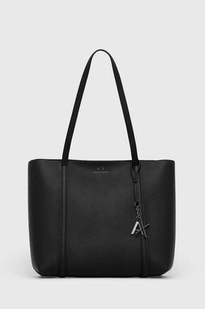 Torbica Armani Exchange črna barva - črna. Velika nakupovalna torbica iz kolekcije Armani Exchange. Model na zapenjanje