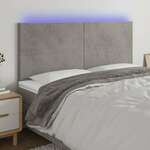 Vidaxl LED posteljno vzglavje svetlo sivo 160x5x118/128 cm žamet