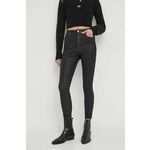 Kavbojke Calvin Klein Jeans ženski, črna barva - črna. Kavbojke iz kolekcije Calvin Klein Jeans super skinny kroja, z visokim pasom. Model izdelan iz povoskanega denima.