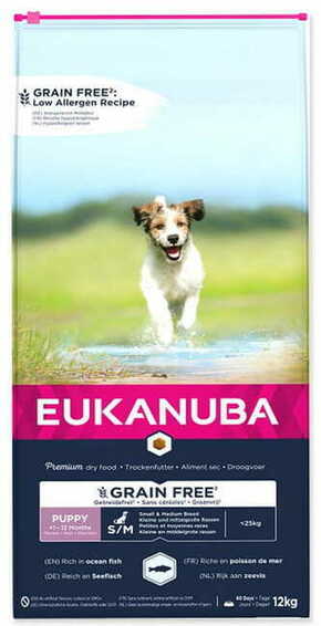 Eukanuba Puppy &amp; Junior Small &amp; Medium Grain Free OF hrana za pse