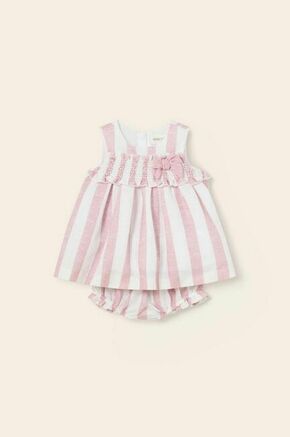 Otroška bombažna obleka Mayoral Newborn roza barva - roza. Obleka za dojenčke iz kolekcije Mayoral Newborn. Nabran model izdelan iz vzorčastega materiala.