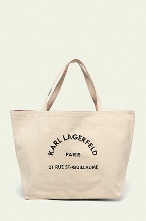 Karl Lagerfeld torbica - bež. Velika torbica iz kolekcije Karl Lagerfeld. na zapenjanje izdelan iz tekstilnega materiala.