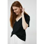 Bombažna kratka majica Sisley črna barva - črna. Ohlapna kratka majica iz kolekcije Sisley. Model izdelan iz tanke, elastične pletenine. Izjemno udoben material, izdelan iz naravnih vlaken.