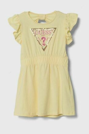 Otroška obleka Guess rumena barva - rumena. Otroški obleka iz kolekcije Guess. Model izdelan iz tanke