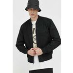 Bomber jakna Abercrombie &amp; Fitch moški, črna barva - črna. Bomber jakna iz kolekcije Abercrombie &amp; Fitch. Nepodložen model, izdelan iz imitacije semiša. Lahek in udoben model, idealen za vsakodnevno nošenje.