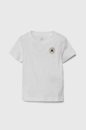 Otroška bombažna kratka majica Converse bela barva - bela. Otroške kratka majica iz kolekcije Converse