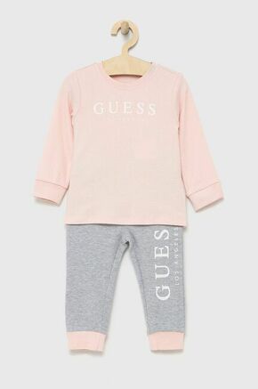 Otroška pižama Guess roza barva - roza. Otroški pižama iz kolekcije Guess. Model izdelan iz pletenine.