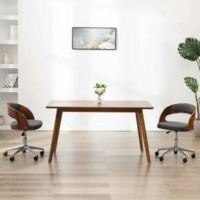 Greatstore Vrtljiv jedilni stol siv ukrivljen les in blago