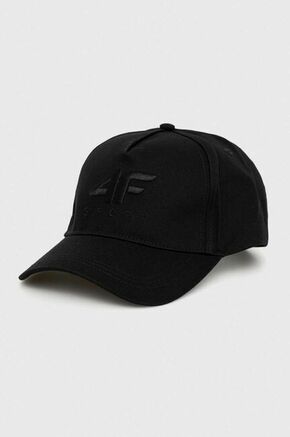 Bombažna bejzbolska kapa 4F črna barva - črna. Kapa s šiltom vrste baseball iz kolekcije 4F. Model izdelan iz bombažnega materiala.