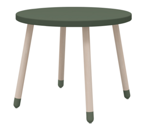 Flexa Lesena okrogla miza za otroke temno zelene pike