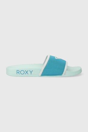 Natikači Roxy x Lisa Ansersen ženski - modra. Natikači iz kolekcije Roxy. Model je izdelan iz tekstilnega materiala. Idealno za bazen
