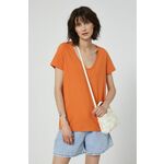 Kratka majica Medicine ženski, oranžna barva - oranžna. Kratka majica iz kolekcije Medicine. Model izdelan iz enobarvne pletenine.
