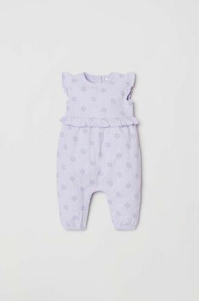 Otroški bombažni romper OVS - vijolična. Pajac za dojenčka iz kolekcije OVS. Model izdelan iz vzorčaste tkanine.