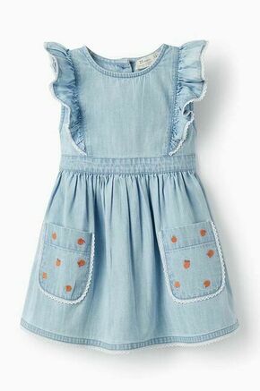 Otroška bombažna obleka zippy - modra. Obleka za dojenčke iz kolekcije zippy. Nabran model