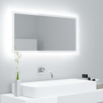 shumee LED kopalniško ogledalo visok sijaj belo 90x8,5x37 cm