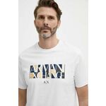 Bombažna kratka majica Armani Exchange bela barva - bela. Lahkotna kratka majica iz kolekcije Armani Exchange, izdelana iz pletenine, prijetne na otip. Model iz izjemno udobne bombažne tkanine.
