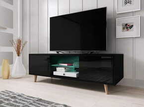 Furnitura TV omarica LARS črna visoki sijaj 140 cm + LED