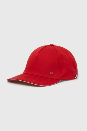 Bombažna bejzbolska kapa Tommy Hilfiger rdeča barva - rdeča. Kapa s šiltom vrste baseball iz kolekcije Tommy Hilfiger. Model izdelan iz enobarvnega materiala.