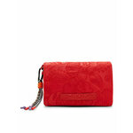 Torbica Desigual rdeča barva - rdeča. Majhna torbica iz kolekcije Desigual. Model na zapenjanje, izdelan iz ekološkega usnja.