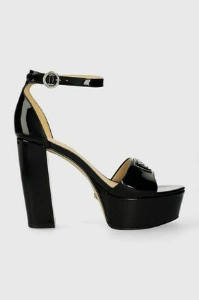 Usnjeni sandali Guess SETON črna barva