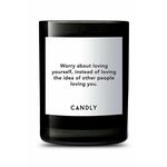 Candly dišeča sojina sveča Worry about loving yourself. 250 g - črna. Dišeča vrečka iz kolekcije Candly. Model izdelan iz stekla.