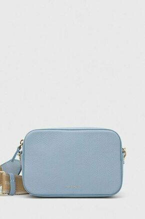 Usnjena torbica Coccinelle - modra. Majhna torbica iz kolekcije Coccinelle. Model na zapenjanje