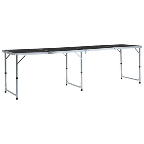 VidaXL Zložljiva miza za kampiranje siva iz aluminija 240x60 cm
