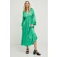Obleka Answear Lab zelena barva - zelena. Obleka iz kolekcije Answear Lab. Nabran model, izdelan iz enobarvne tkanine. Tanek, gladek material.