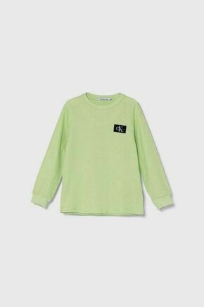 Otroška bombažna majica z dolgimi rokavi Calvin Klein Jeans zelena barva - zelena. Otroške Majica z dolgimi rokavi iz kolekcije Calvin Klein Jeans