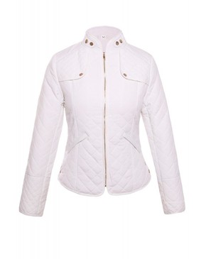 White Plaid Quilted Cotton Jacket 23747