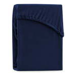 Temno modra elastična rjuha za zakonsko posteljo AmeliaHome Ruby Siesta, 220/240 x 220 cm