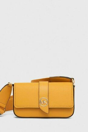 Usnjena torbica MICHAEL Michael Kors rumena barva - rumena. Majhna torbica iz kolekcije MICHAEL Michael Kors. Model na zapenjanje