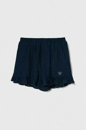 Otroške kratke hlače Guess mornarsko modra barva - mornarsko modra. Otroški kratke hlače iz kolekcije Guess. Model izdelan iz gladke pletenine. Lahkoten elastičen material zagotavlja popolno svobodo gibanja.