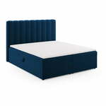 Temno modra boxspring postelja s prostorom za shranjevanje 180x200 cm Gina – Milo Casa