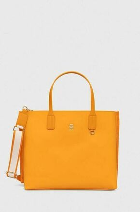 Torbica Tommy Hilfiger oranžna barva - oranžna. Velika torbica iz kolekcije Tommy Hilfiger. Model na zapenjanje