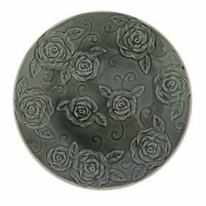Temno zelen dekorativni krožnik Antic Line Roses