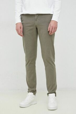 Hlače z mešanico lana Tommy Hilfiger zelena barva - zelena. Lahkotne hlače iz kolekcije Tommy Hilfiger. Model izdelan iz enobarvne tkanine. Tanek