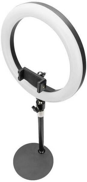 DIGITUS 10-palčna okrogla namizna svetilka LED s stojalom za stativ in držalom za pametni telefon