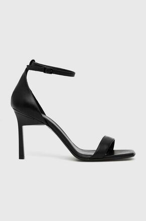 Usnjeni sandali Calvin Klein GEO STILETTO črna barva