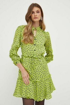 Obleka Pinko rumena barva - zelena. Obleka iz kolekcije Pinko. Model izdelan iz vzorčaste tkanine. Model iz tankega materiala je idealen za toplejše letne čase.